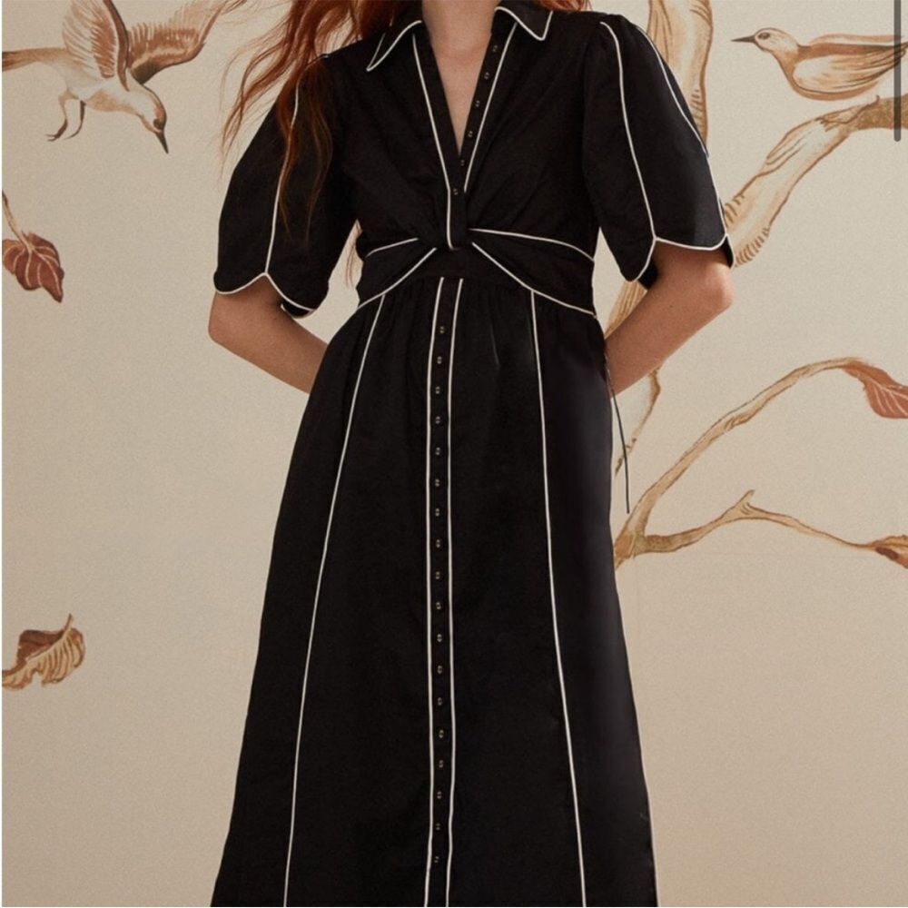 Farm RIO Black And White Short Sleeve Midi Dress - Picture 2 of 2